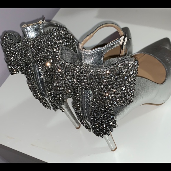 Silver Damond bow high heels - Picture 5 of 7